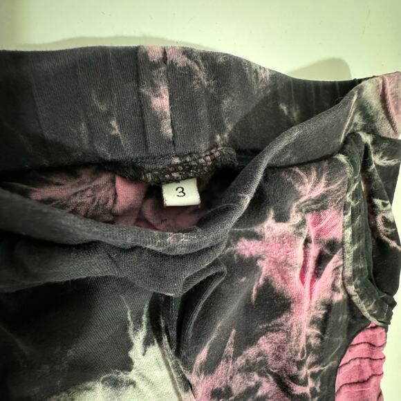 Posh Kiddos Pink & Black Tie Dye Biker Outfit Set Size 3 - Picture 5 of 7